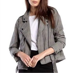 NWT Michael Stars Plaid Moto Biker Preppy Dark Academia Jacket Size S